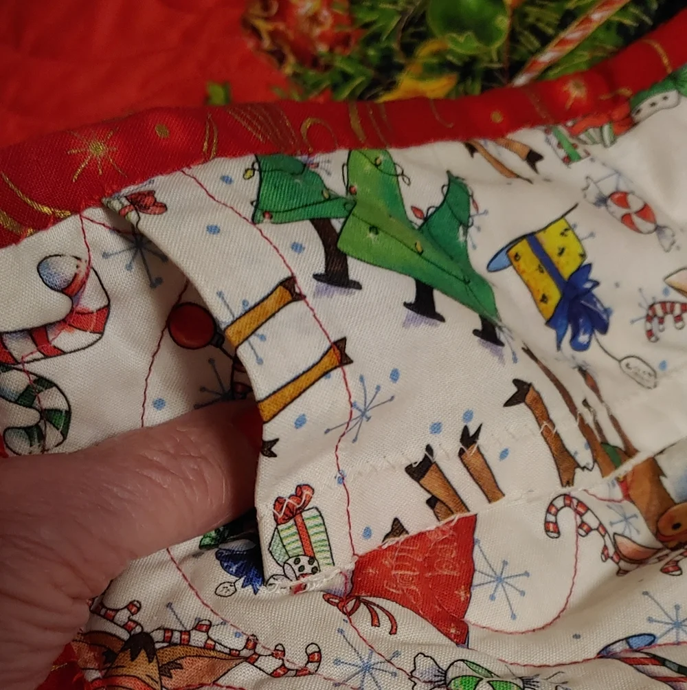 Holiday Christmas Tree Quilt Throw - Red & Green Festive Panel